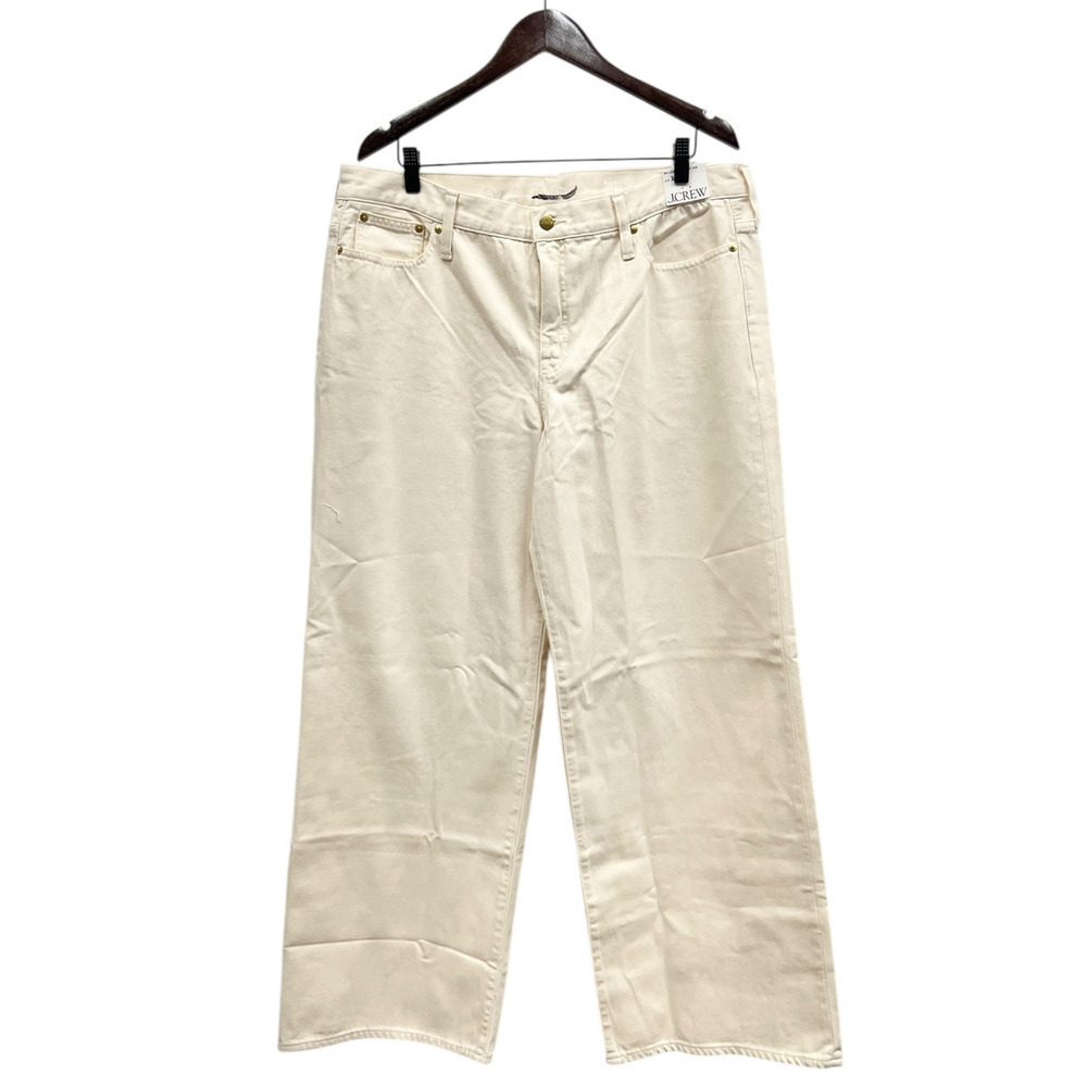 J. Crew Factory Cream Wide-Leg Jeans 32